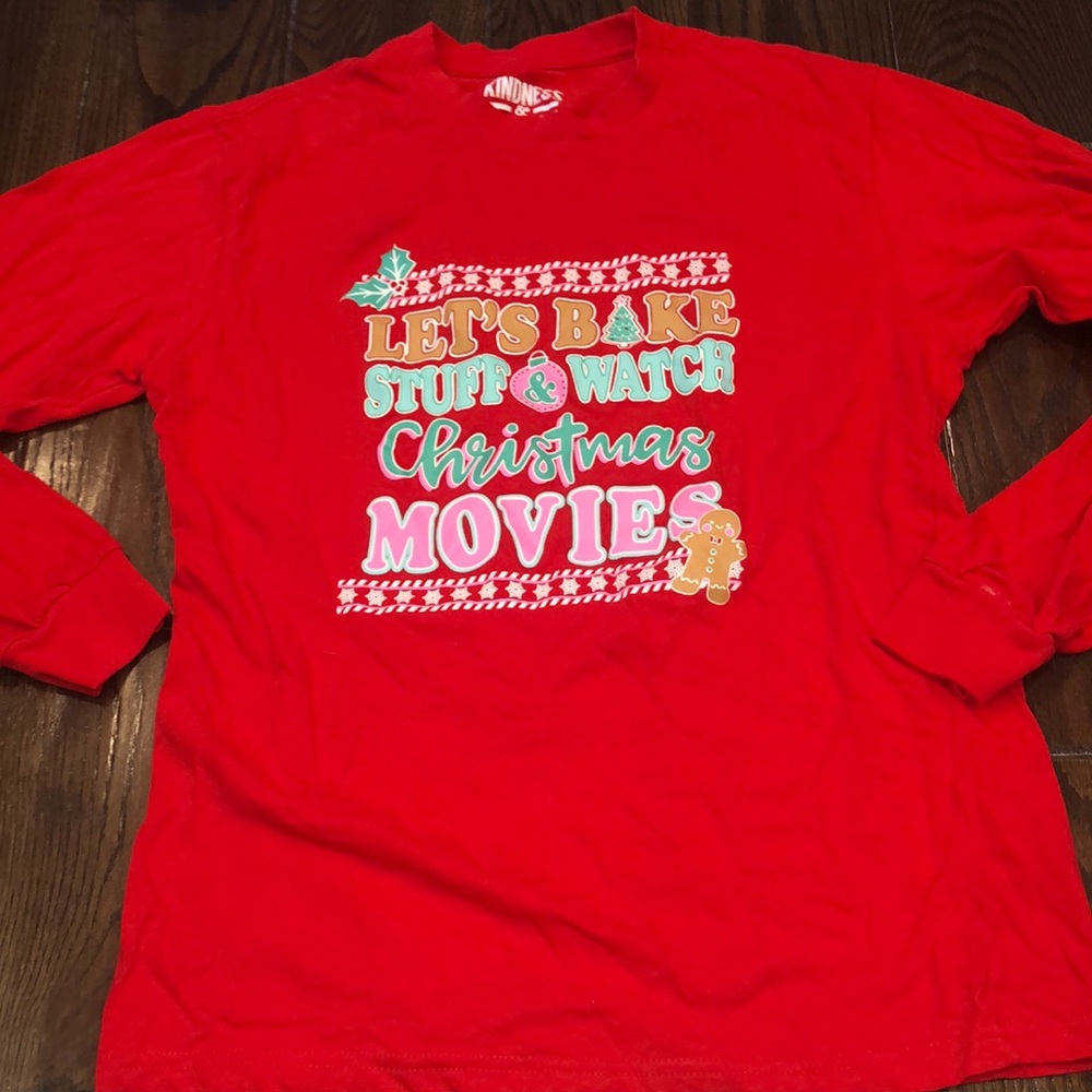 Let’s bake stuff and watch Christmas movies red longsleeve T-shirt size medium